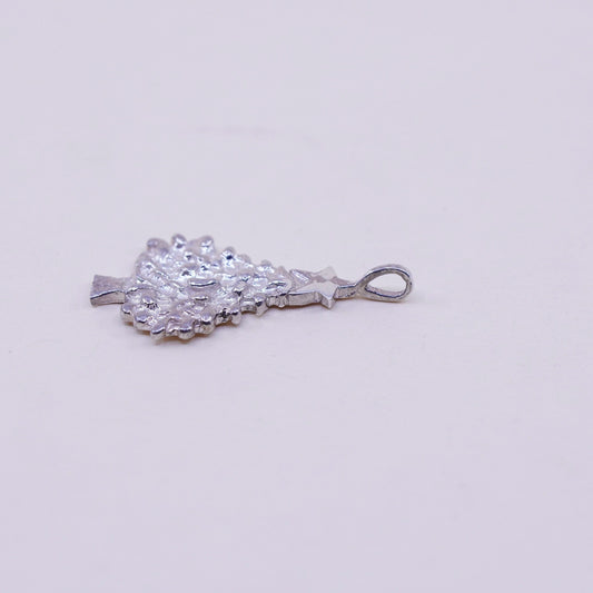 Vintage Sterling silver handmade pendant, 925 Christmas tree charm