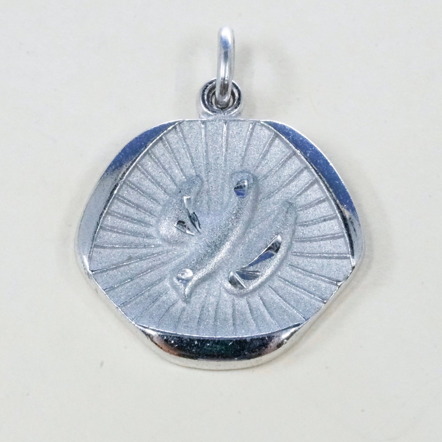 Vintage Theda sterling silver tag charm with peace dove, 925 silver pendant