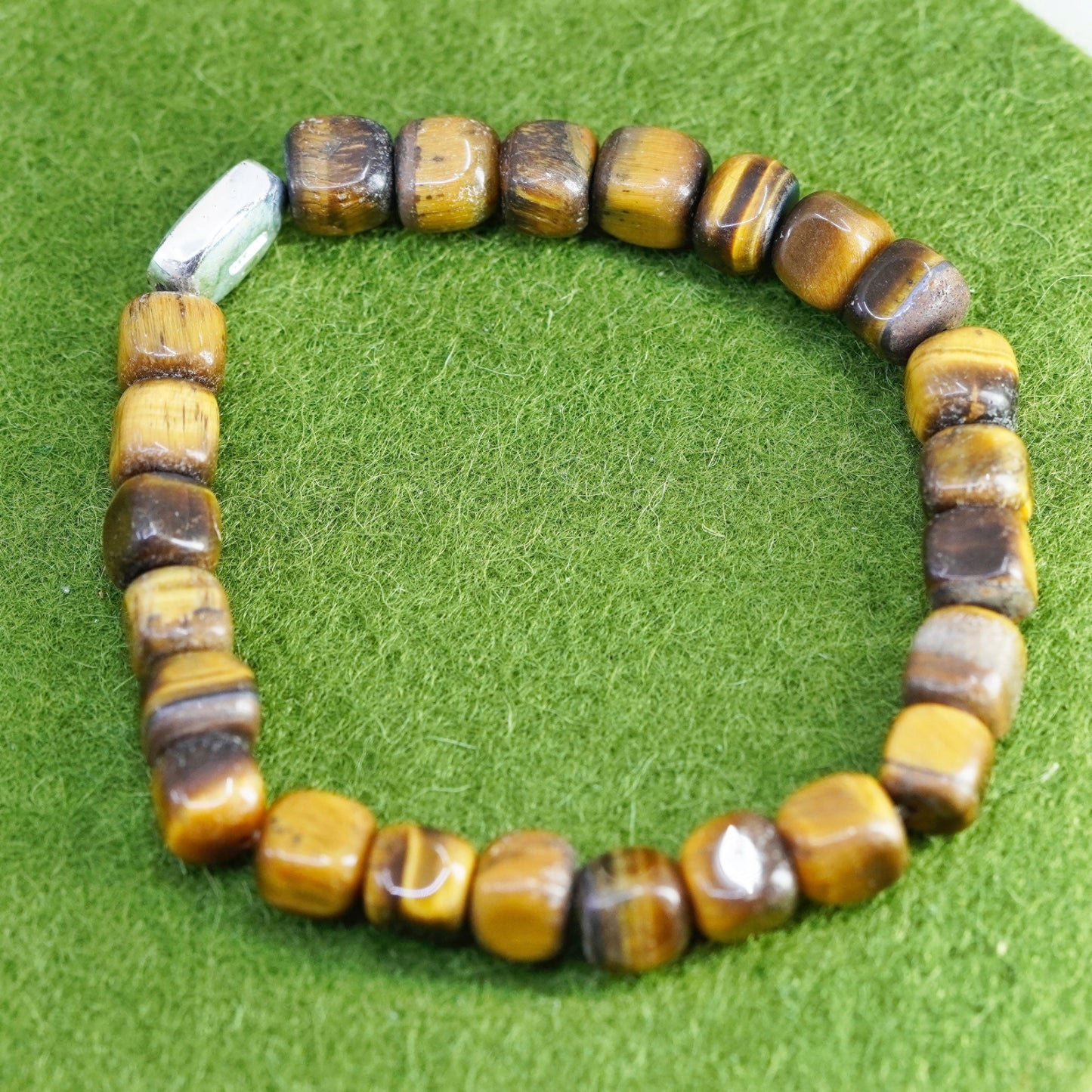 6.5”, Bracelet with golden tiger eye beads with sterling 925 silver charm “hope