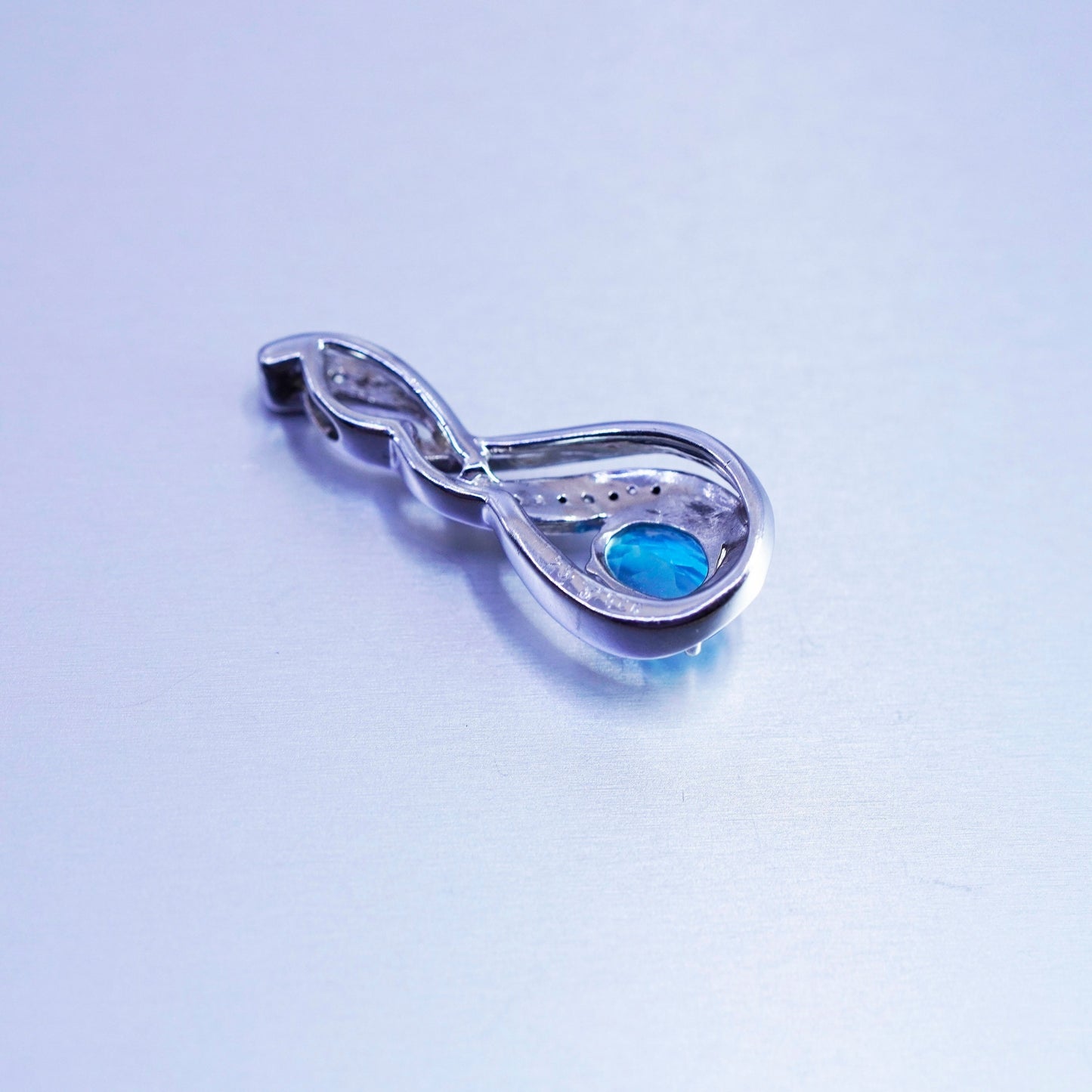 Vintage sterling 925 silver pendant with topaz and cz