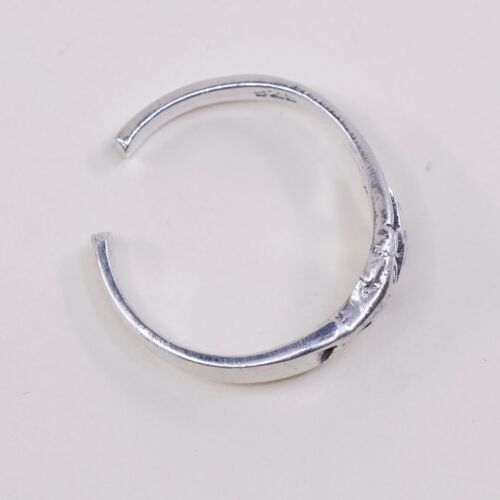 Size 3.75, Vtg Sterling Silver handmade open end Ring. 925 Dolphin Pinky Band
