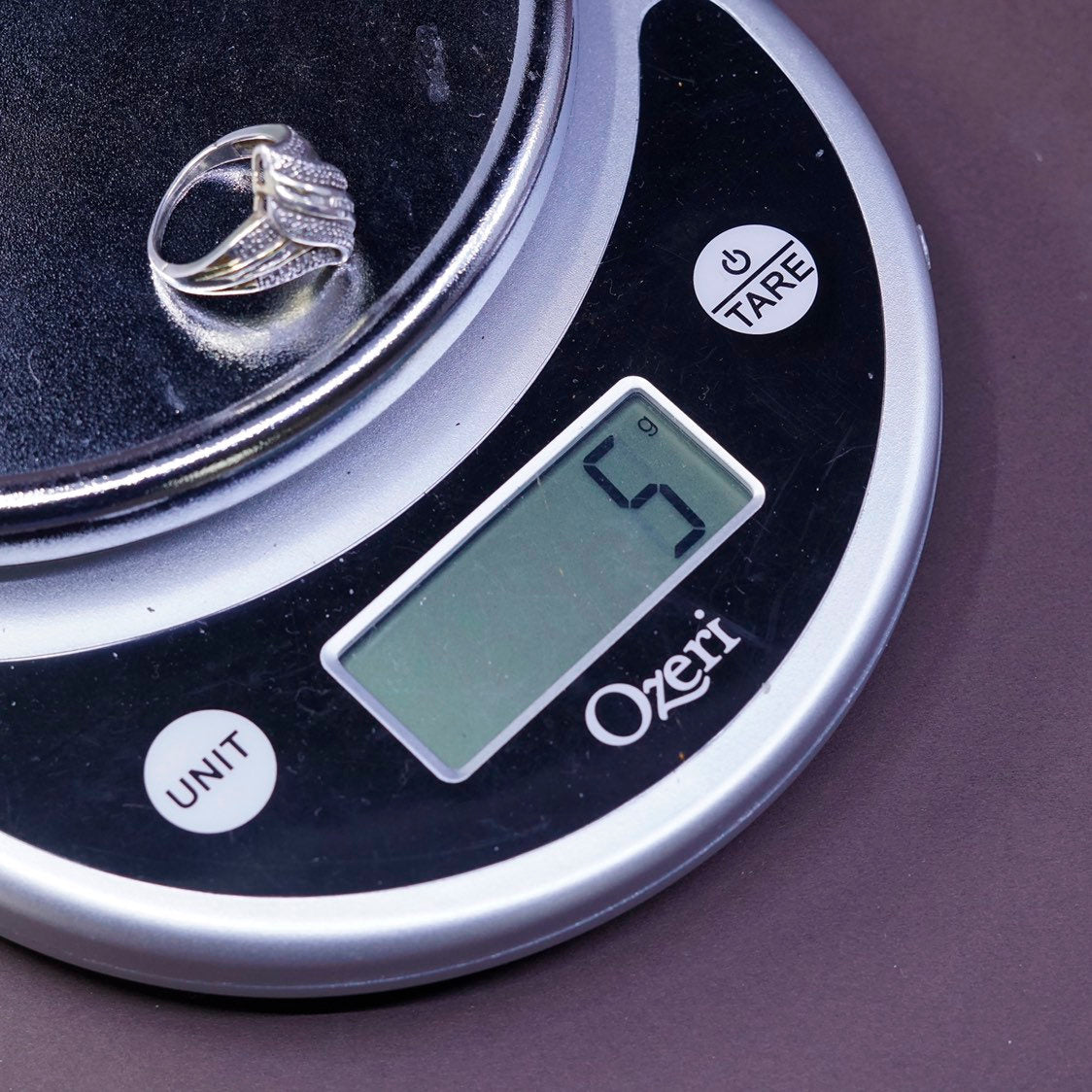 sz 8, vtg vermeil Sterling silver cocktail ring, 925 w/ diamond