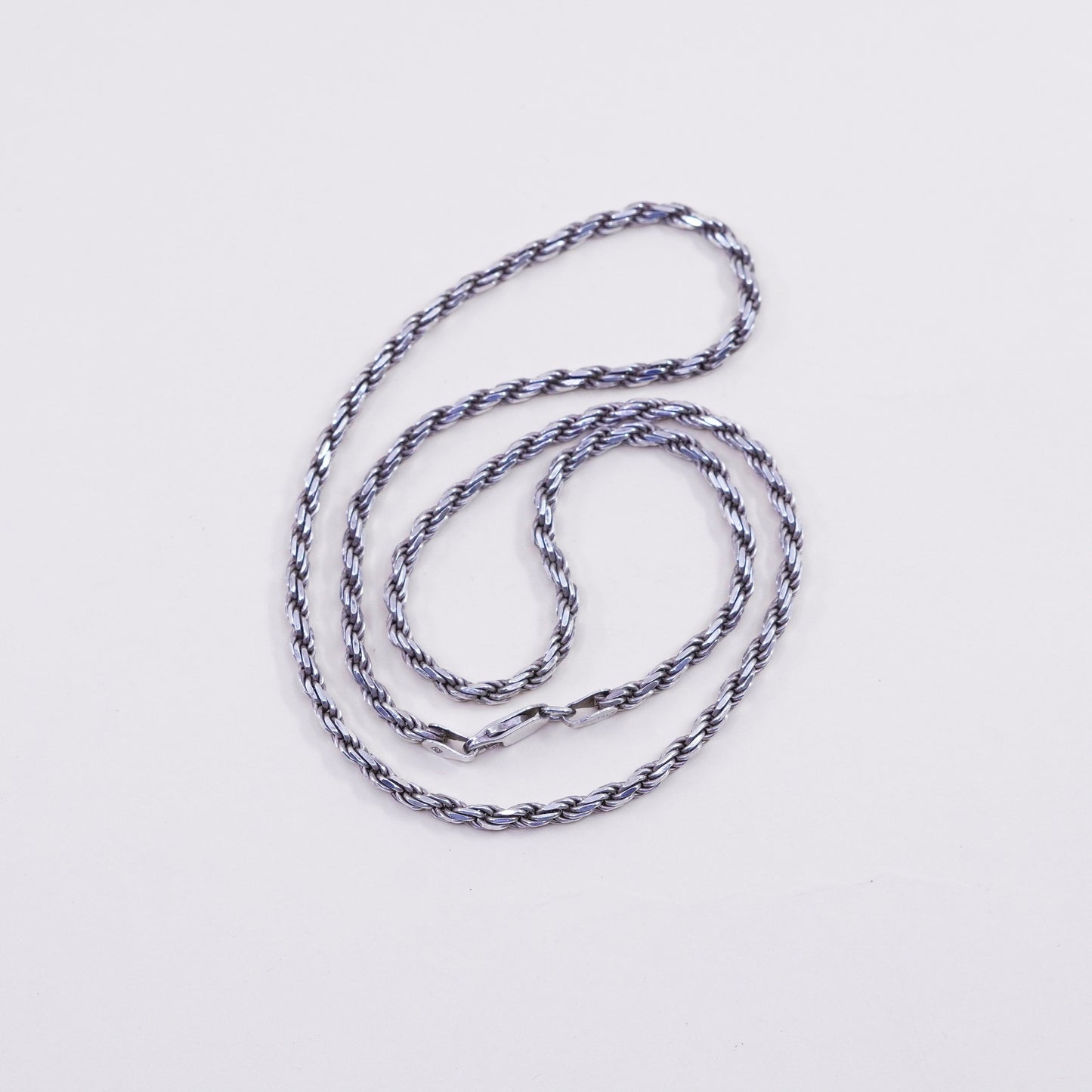 20”, 3mm, vintage Sterling silver necklace, 925 diamond rope chain