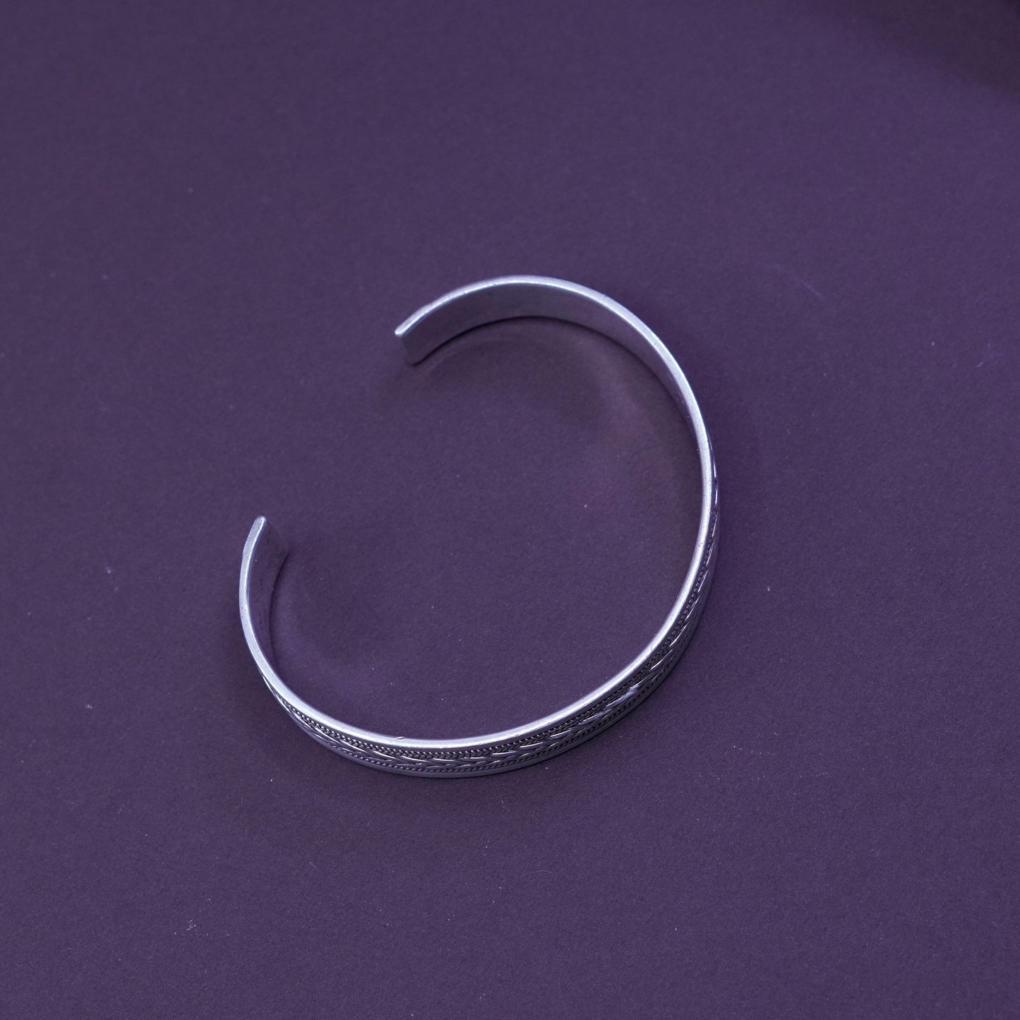 7”, Sterling silver handmade bracelet, southwestern 925 cuff with cable rope