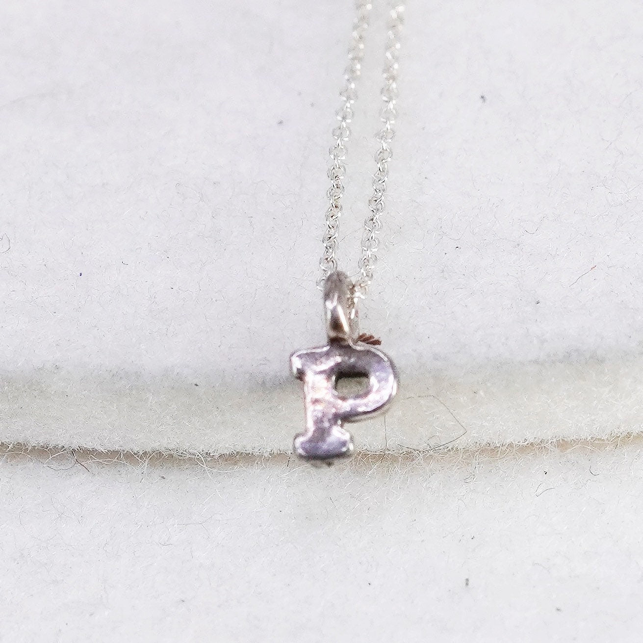 16”, Sterling silver necklace, 925 circle chain with initial letter P pendant