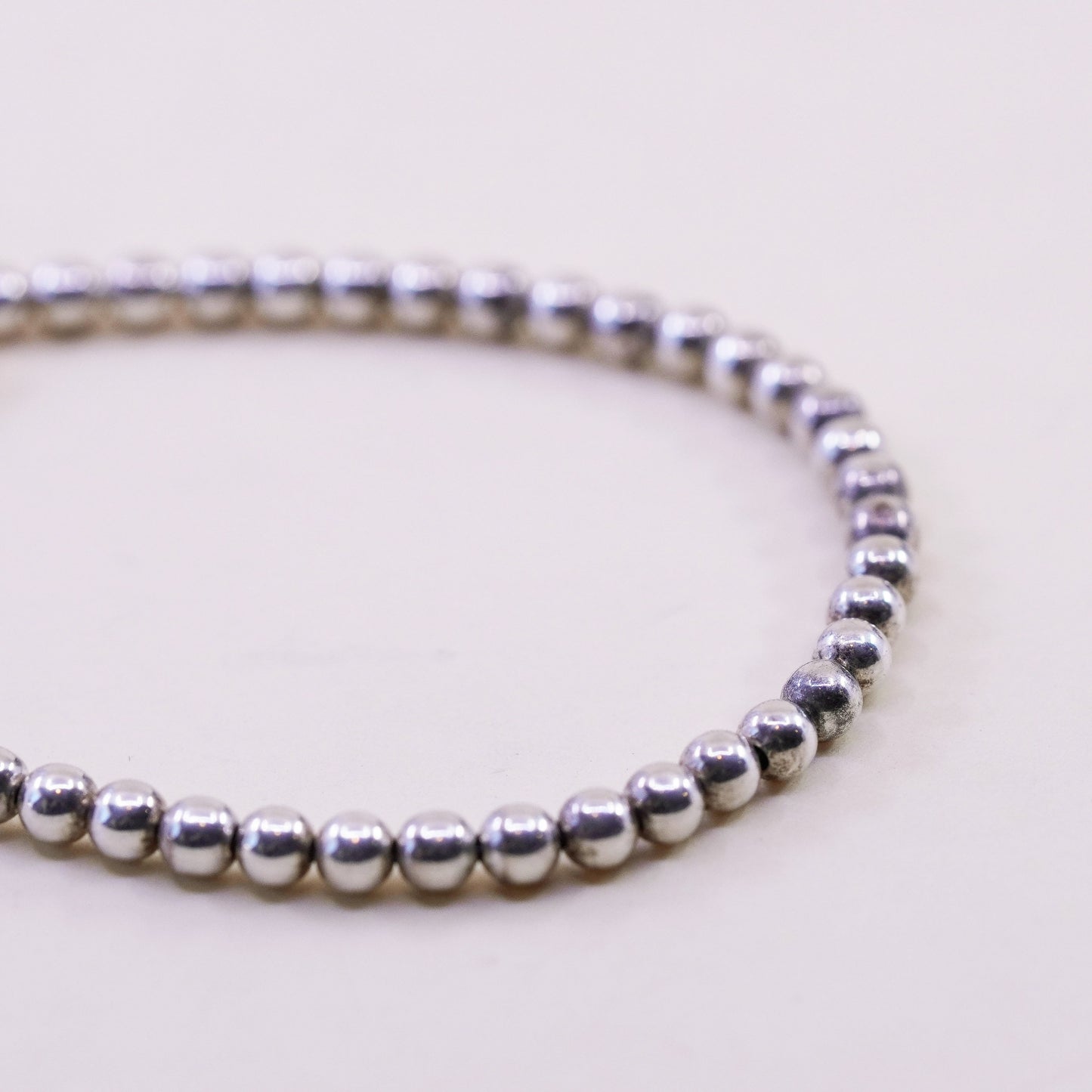 7.5” Sterling silver handmade bracelet, 925 bead chain name tag “nassja rianna”