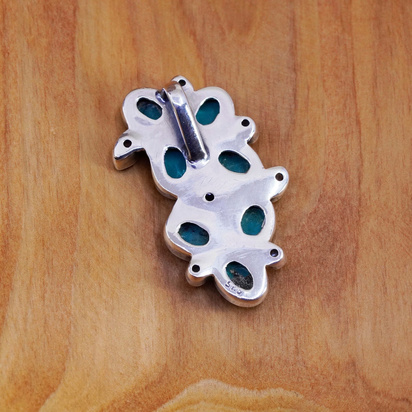 sterling silver handmade pendant, southwestern 925 grapes turquoise amethyst