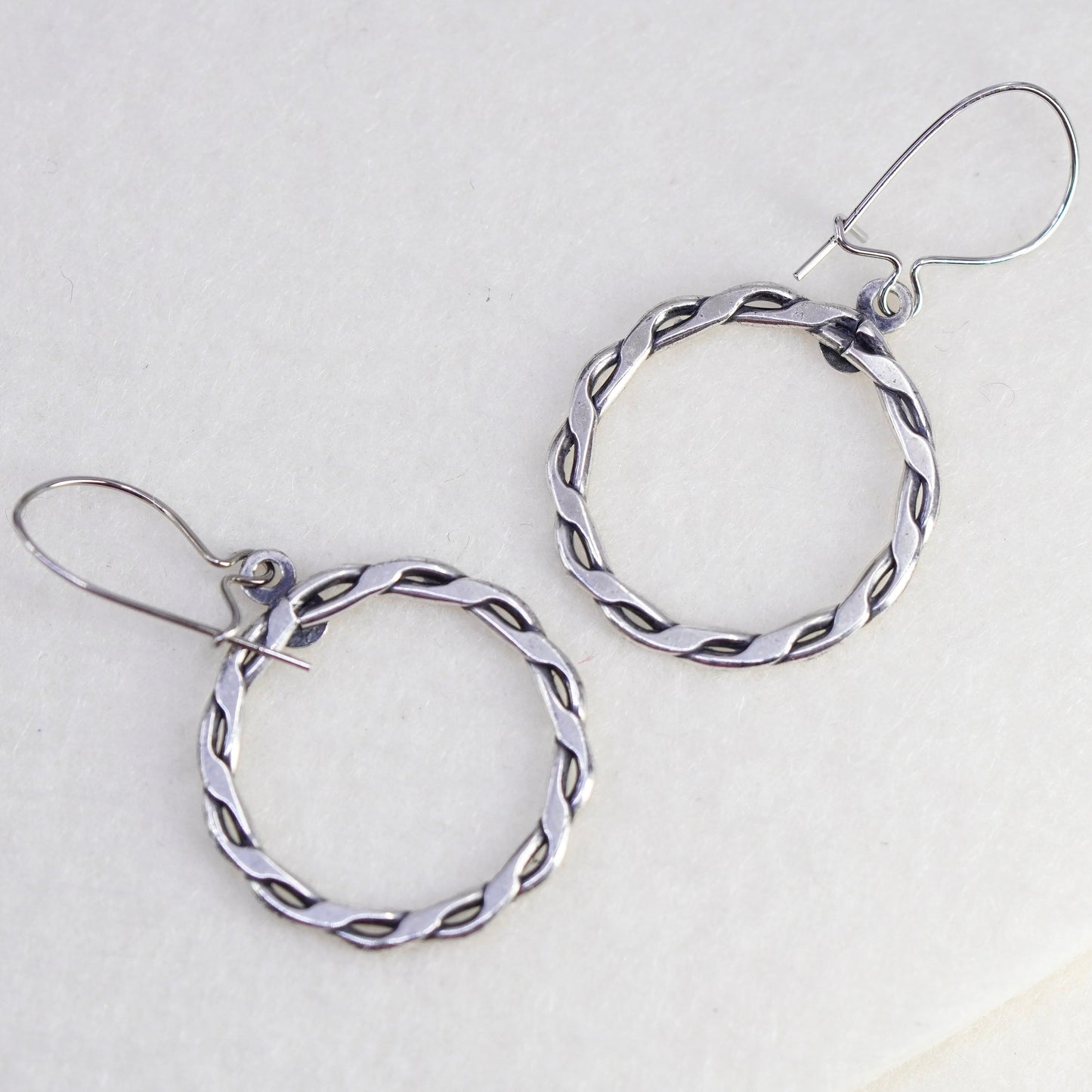 Vintage Sterling 925 silver handmade entwined circle earrings