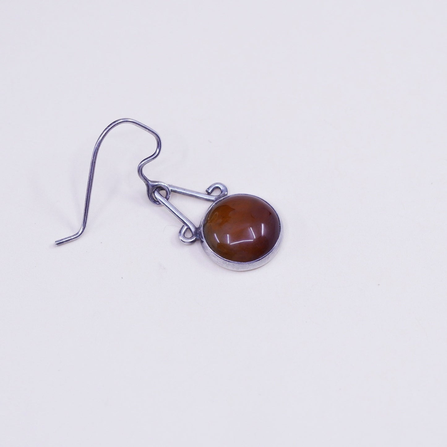 Vintage sterling 925 silver handmade earrings with circle carnelian