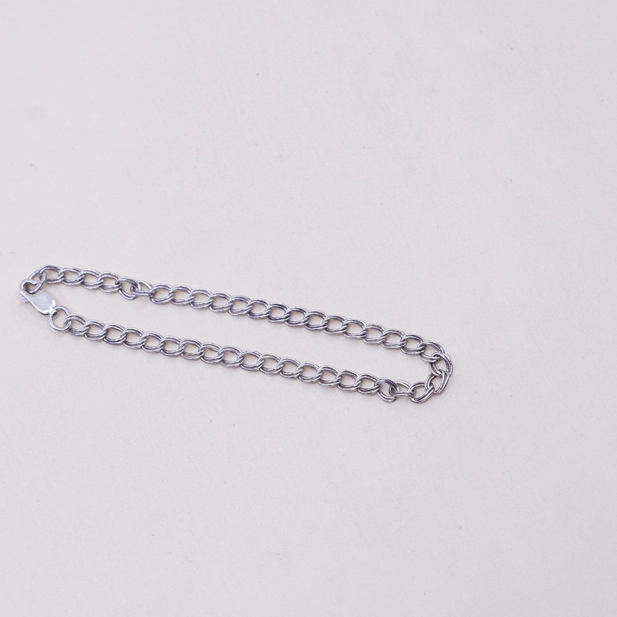 6.75”, 3mm, Vintage sterling silver double curb chain, 925 bracelet