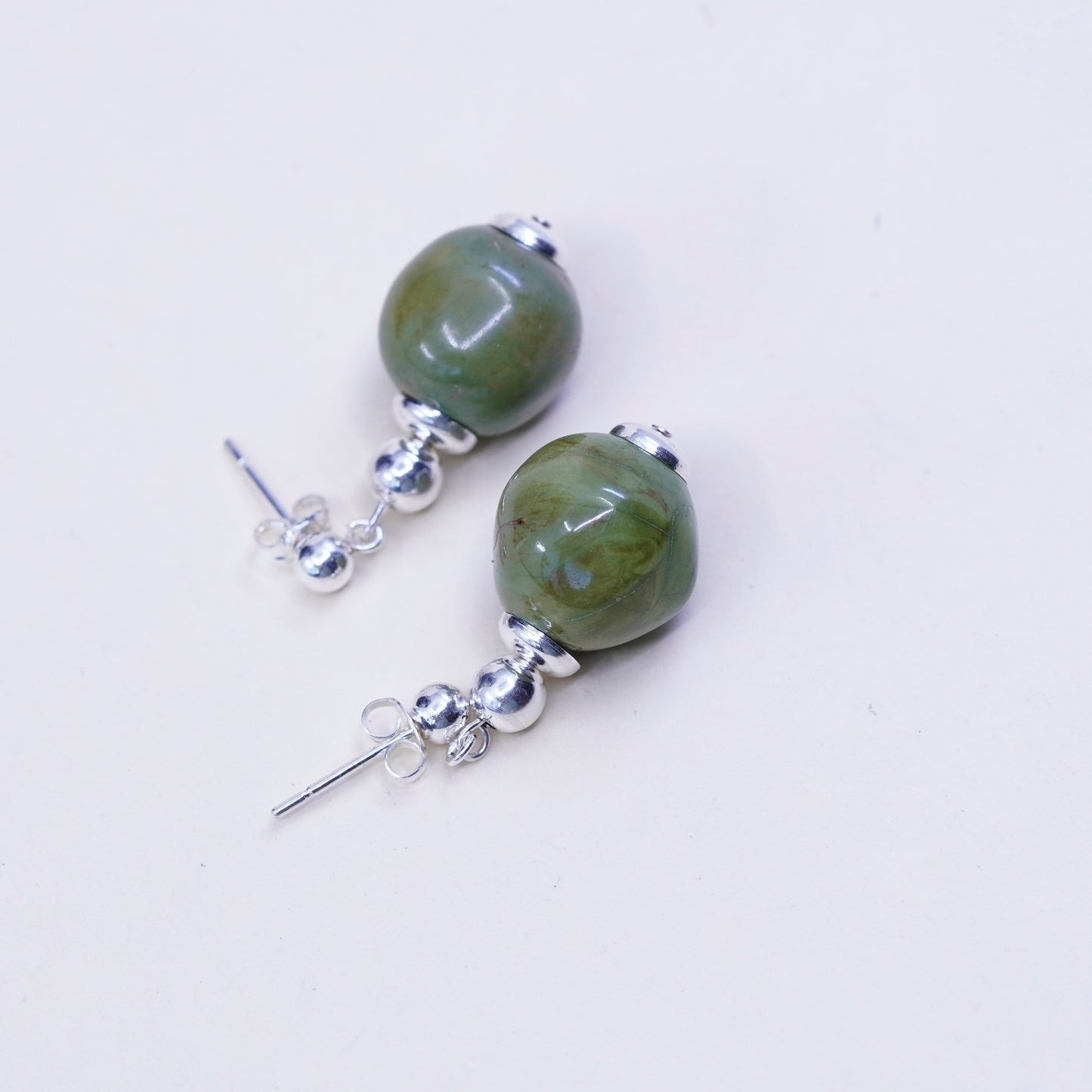 Vintage Sterling 925 silver handmade earrings with turquoise bead