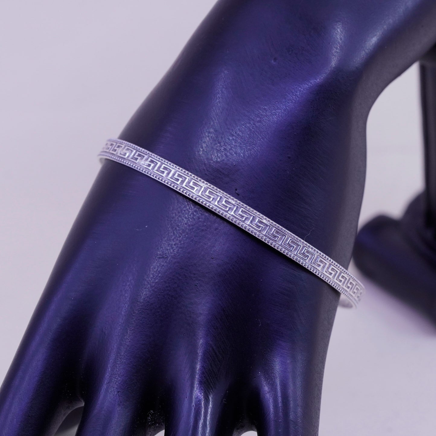 8”, Guglielmo Cini sterling silver handmade 925 bracelet greek key bangle