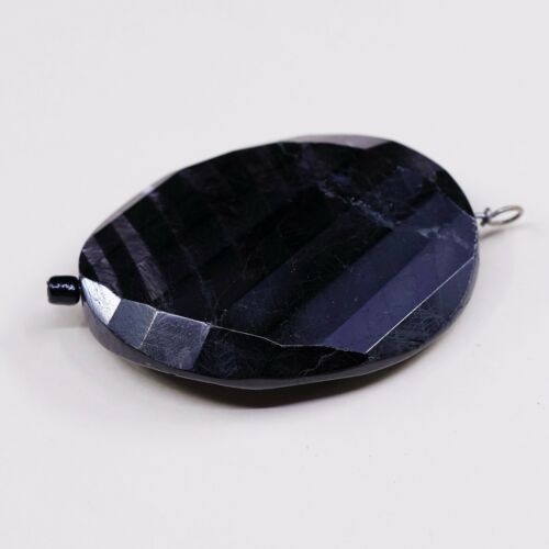 Black Checker Cut Stone Pendant