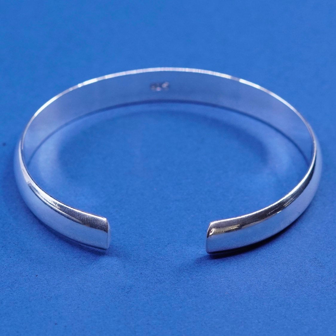 6.5", vtg sterling silver handmade bracelet, modern 925 cuff, stamped 925