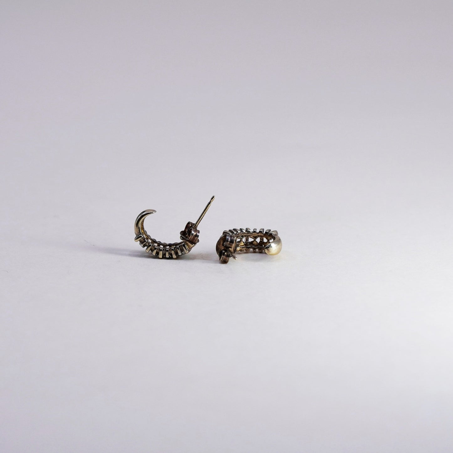 0.5”, vermeil gold over sterling silver earrings, 925 hoops huggie real diamond