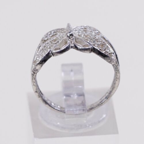 Size 6.75, Vtg Sterling Silver Handmade Ring, 925 Band W/ Filigree Butterfly