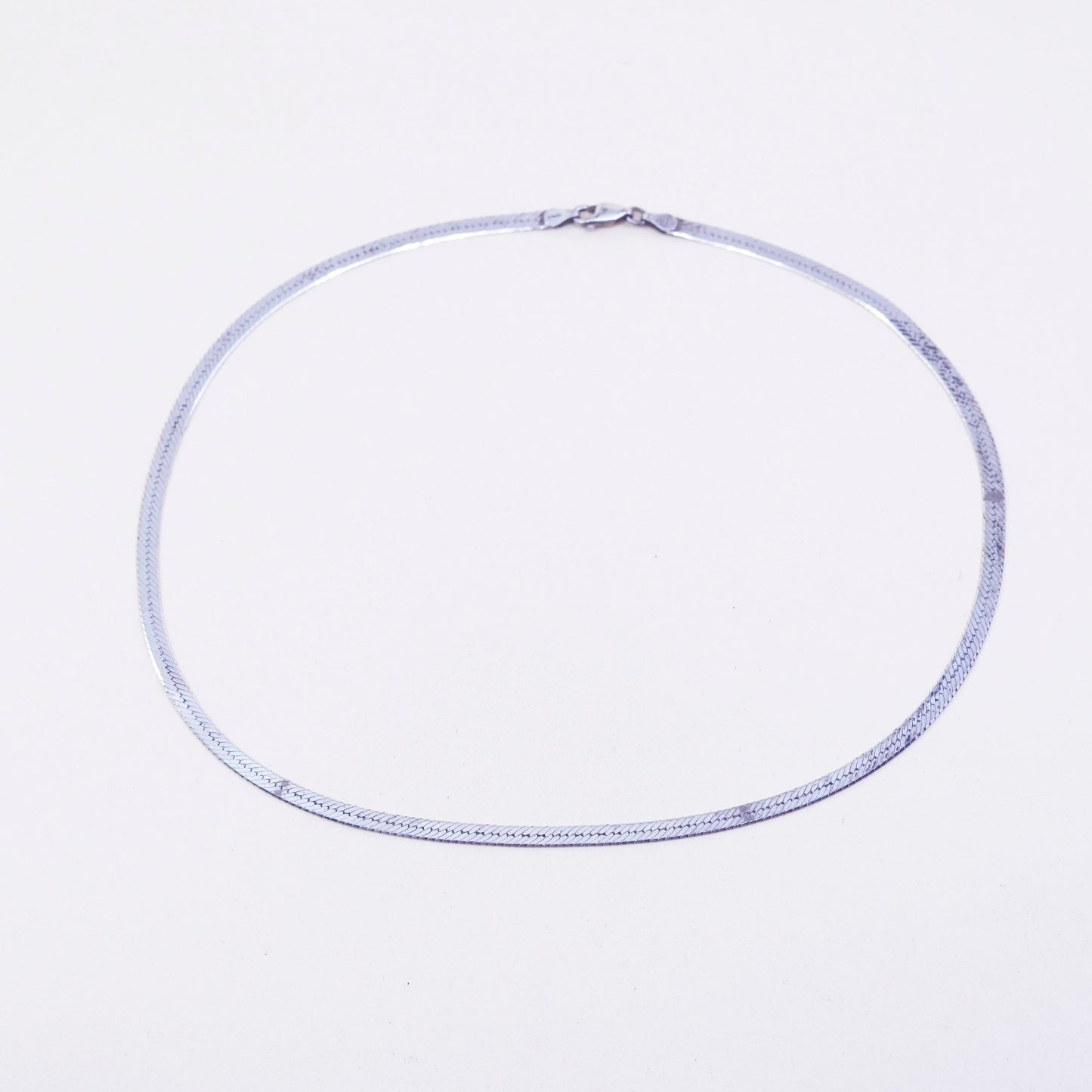 18” 4mm, Vintage Italy sterling silver necklace, bold 925 herringbone chain