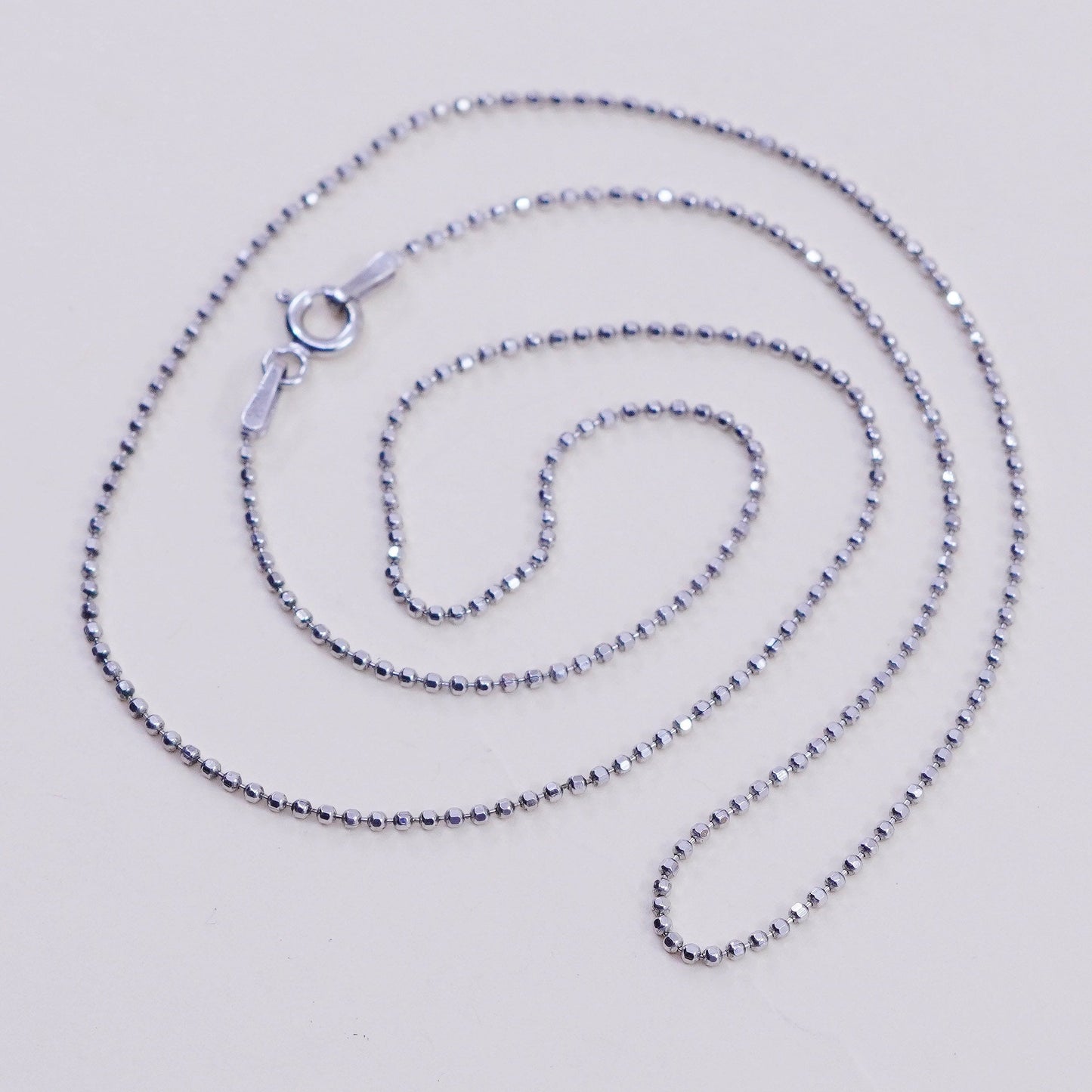 18”, 1mm, Vintage sterling silver beads chain, 925 necklace