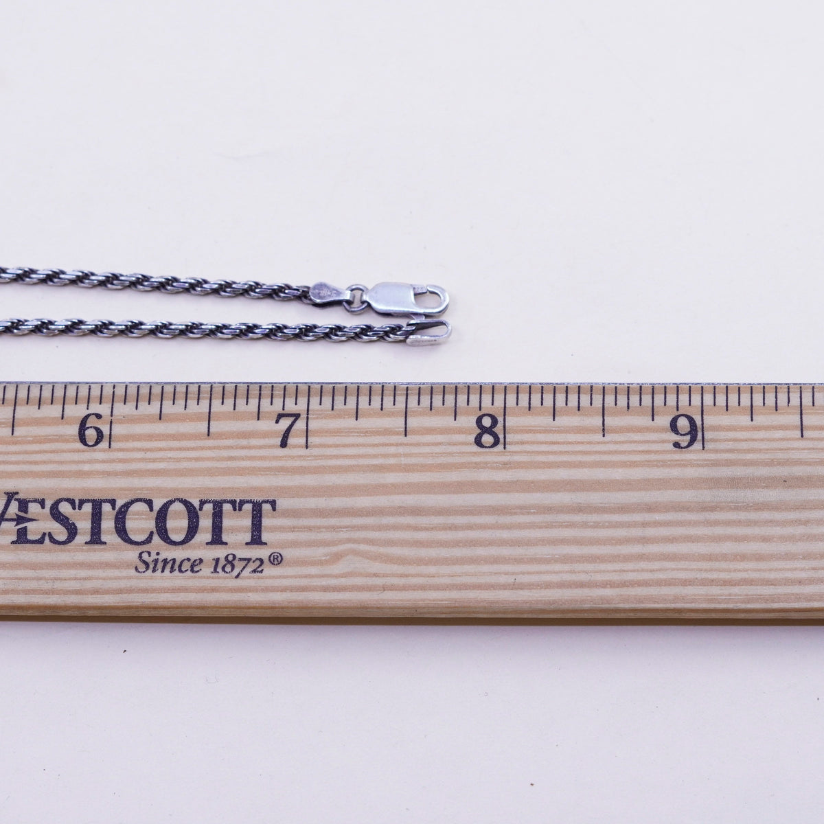 16” 2mm, vintage sterling silver necklace, 925 diamond rope chain