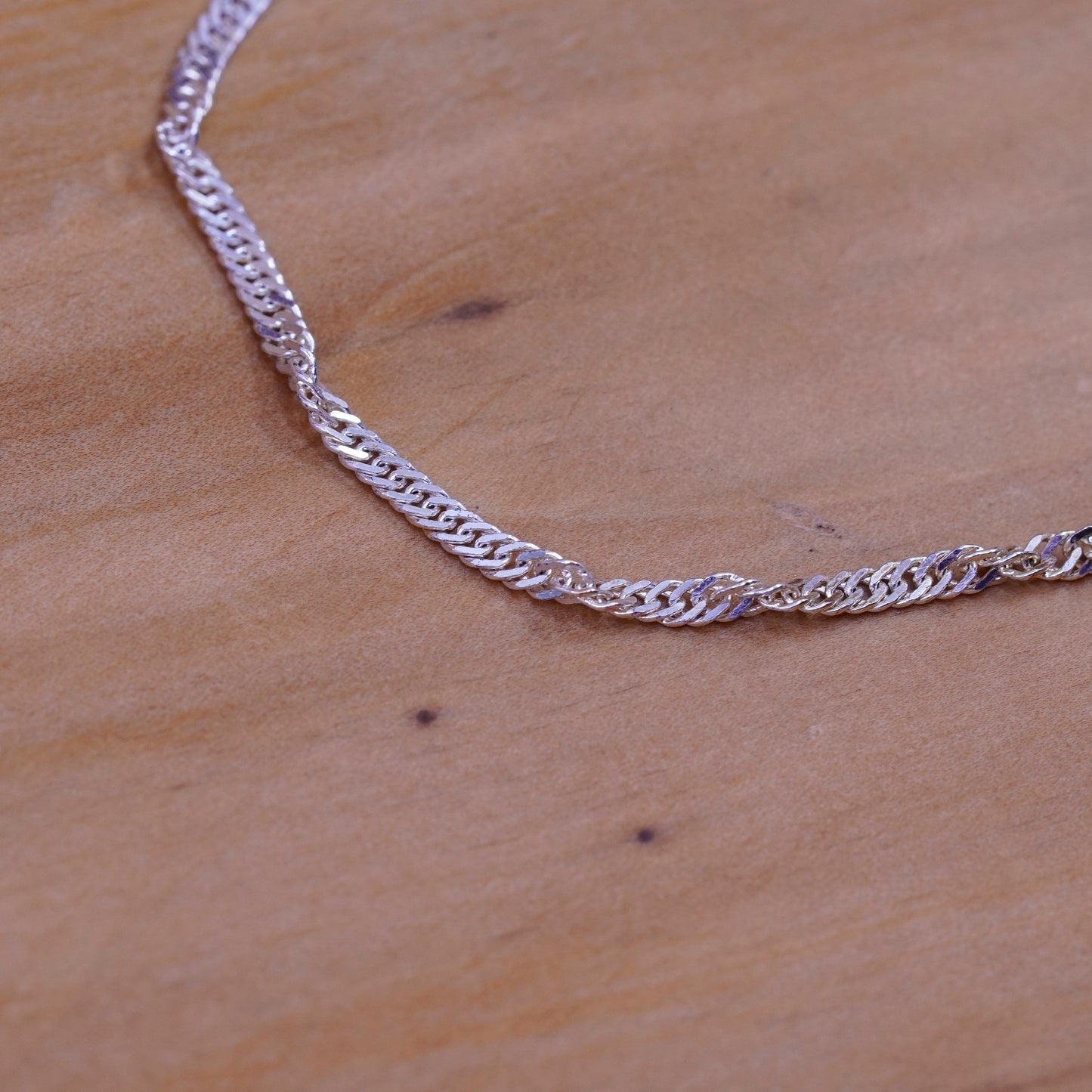 6.5”, vintage Sterling silver handmade bracelet, Italy 925 twisted curb chain