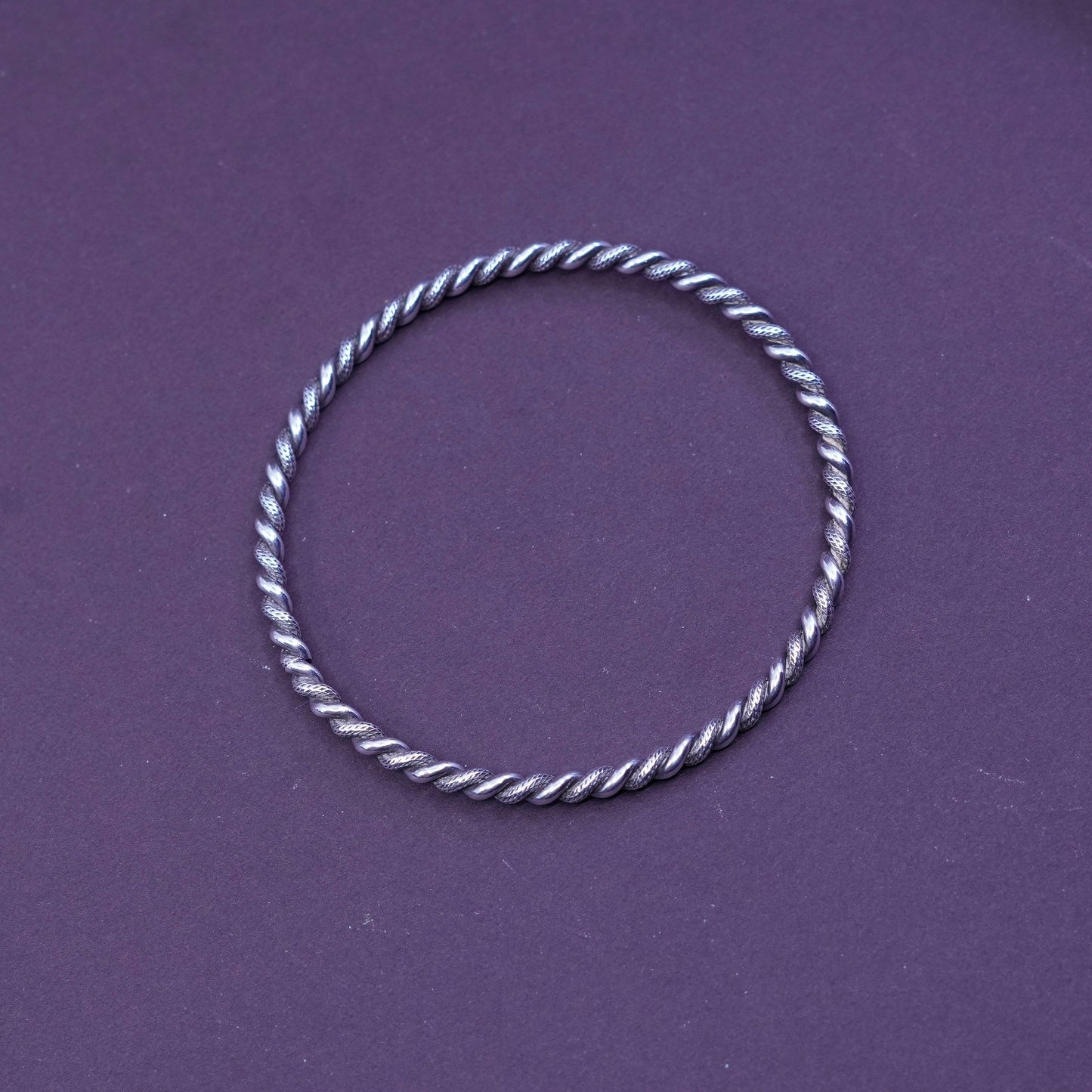 7.75”, Vintage Sterling silver handmade bracelet, 925 twisted textured cuff