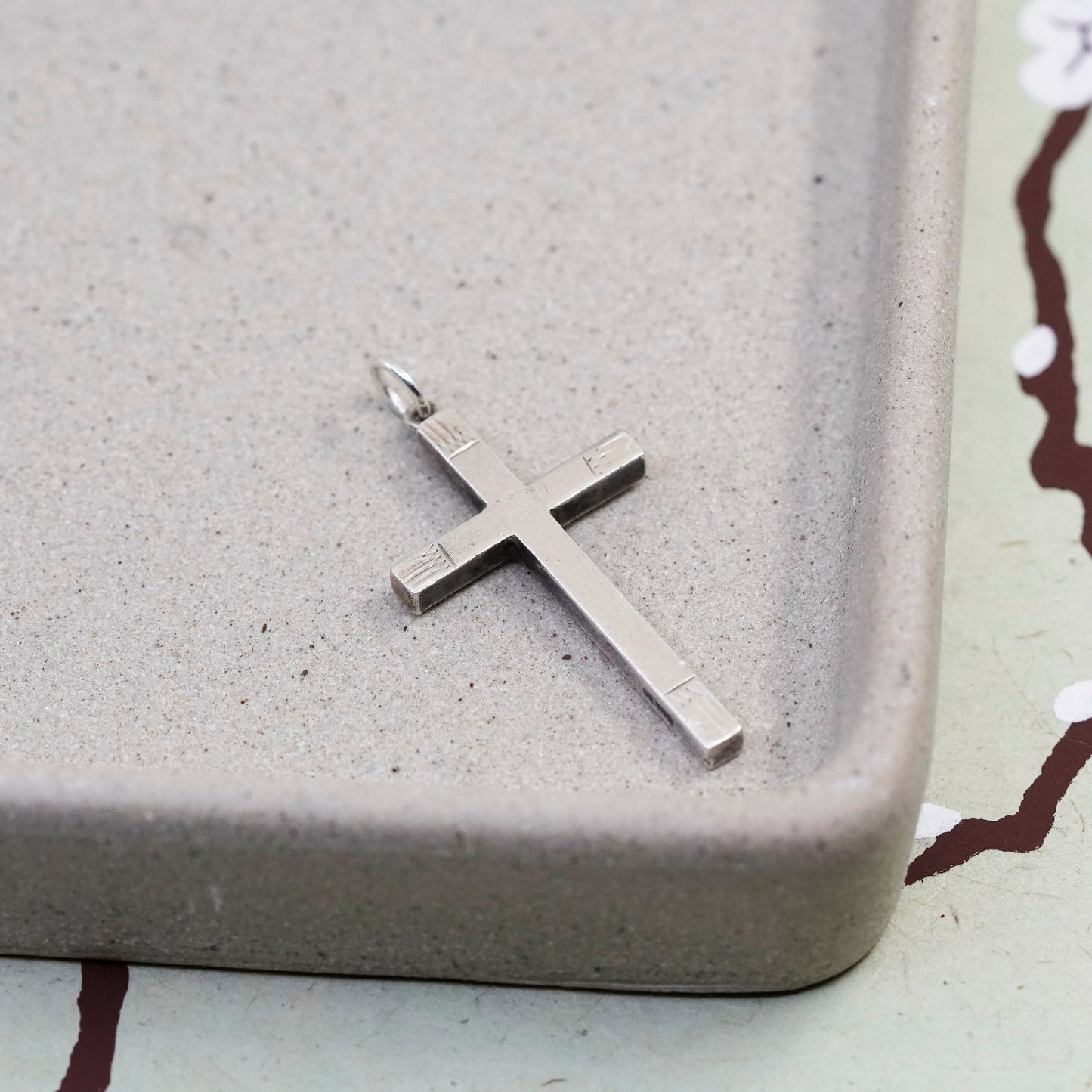 Vintage Sterling silver pendant, 925 cross charm