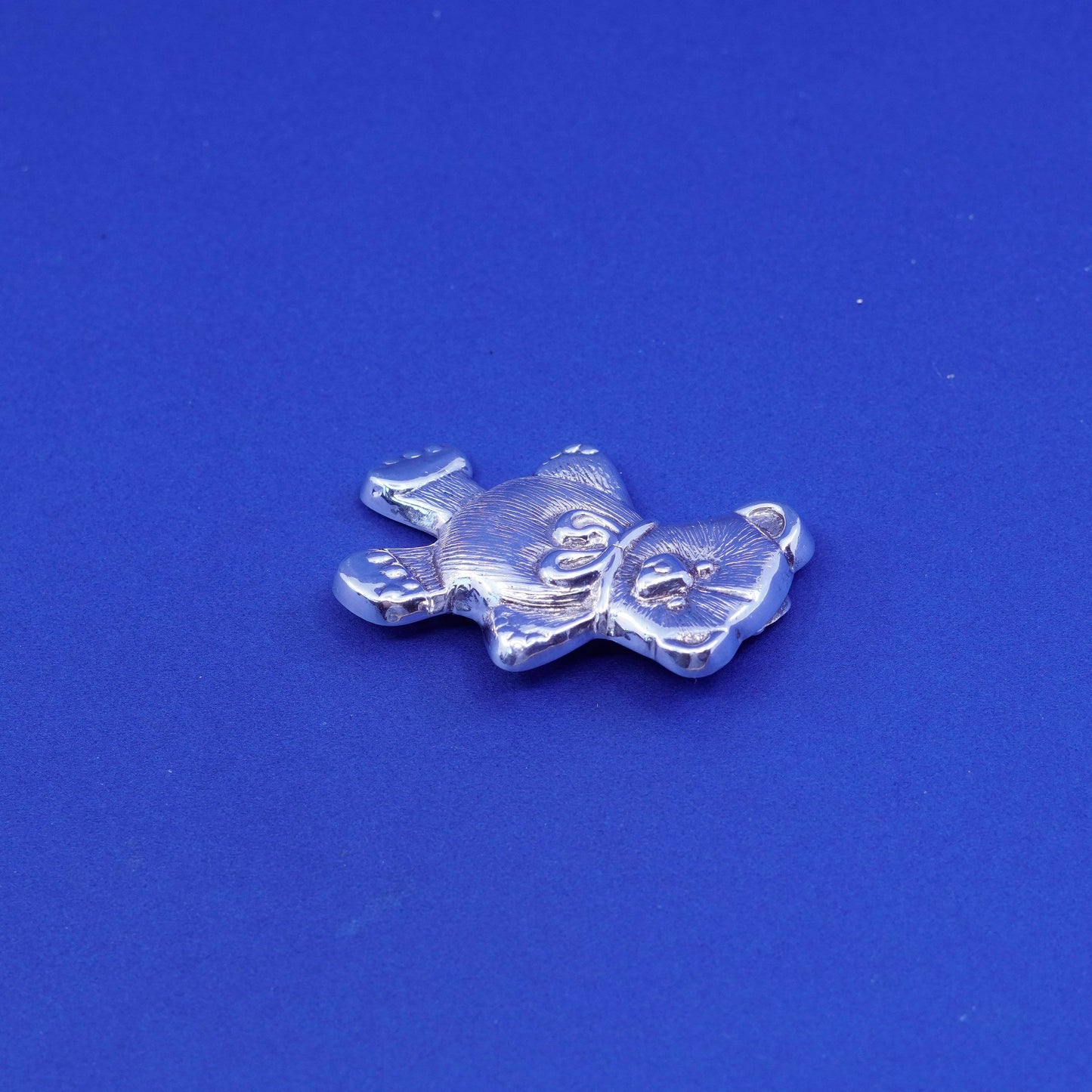 Vintage Sterling silver handmade brooch, 925 teddy bear pendant