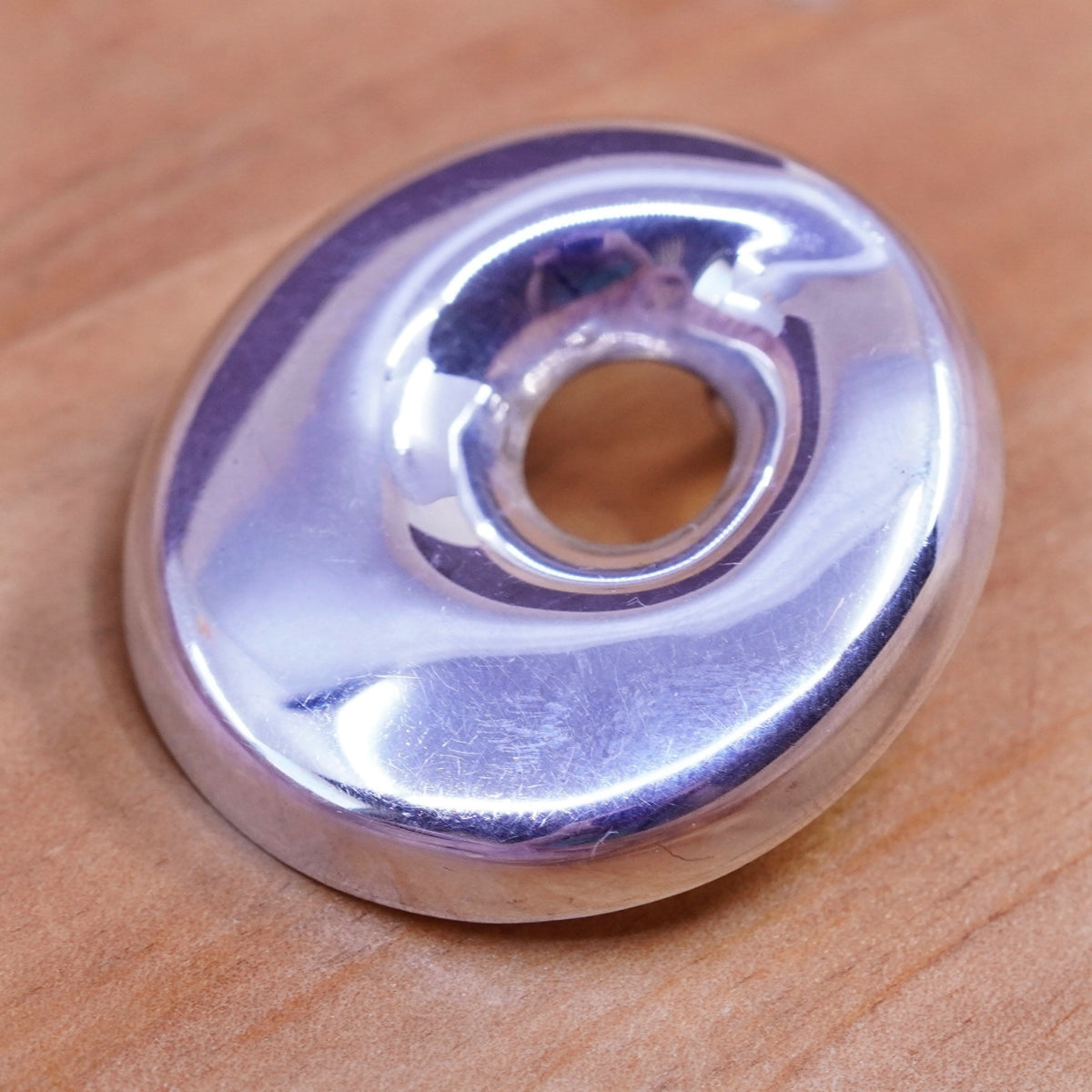 Vintage ATI Sterling silver handmade pendant, 925 Silver Modern Circle Pendant