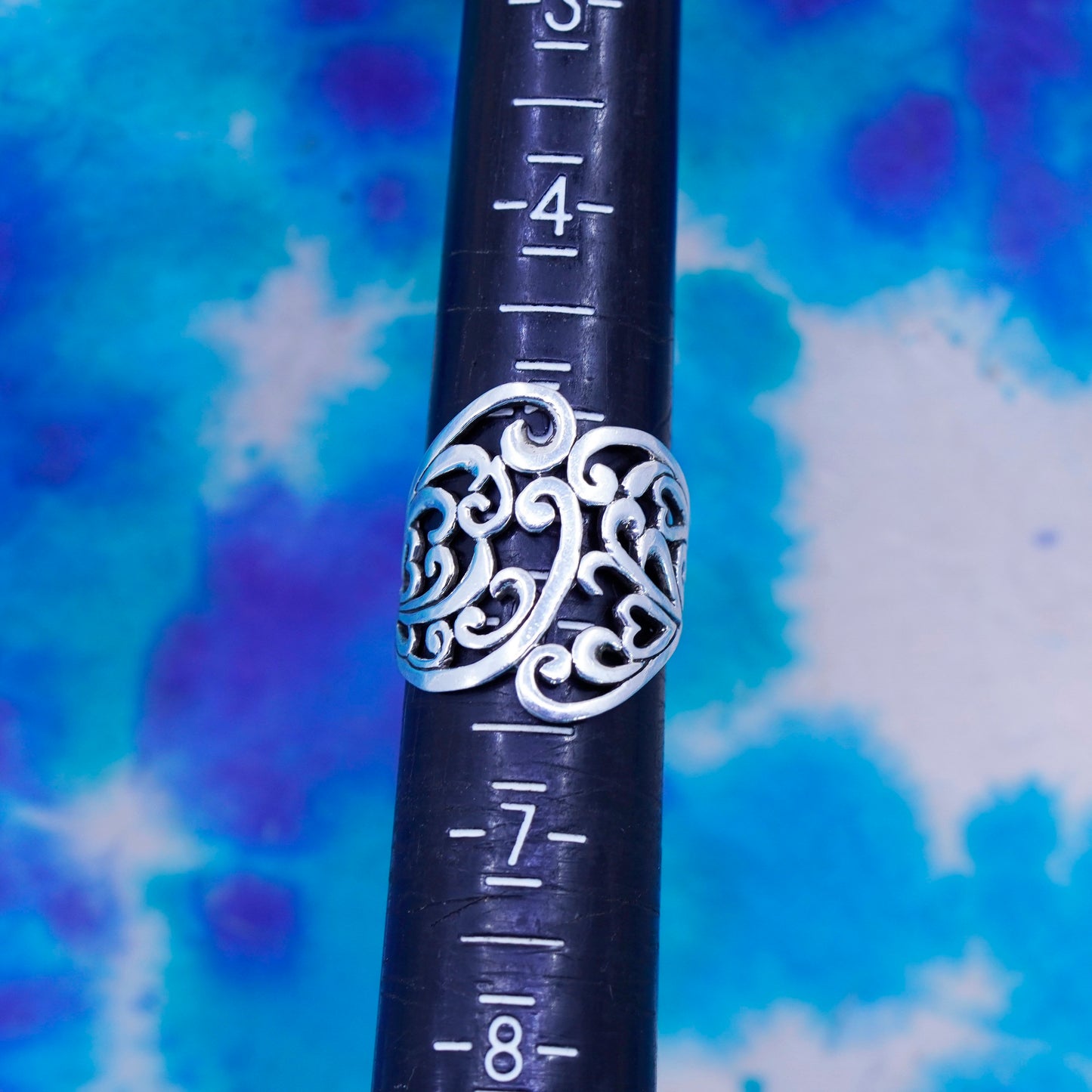Size 5.75, vintage Sterling silver handmade ring, 925 filigree band