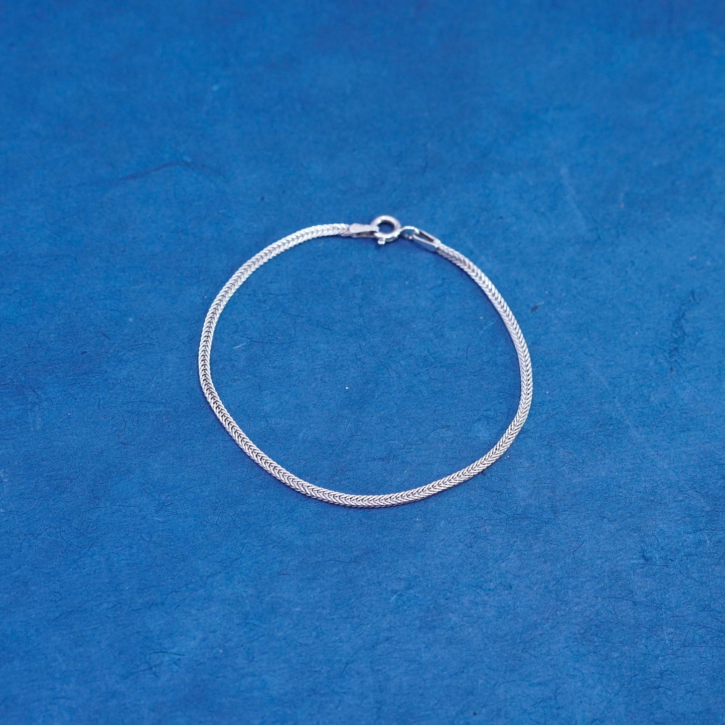 7”, 2mm, vintage Sterling silver handmade bracelet, bold 925 wheat chain