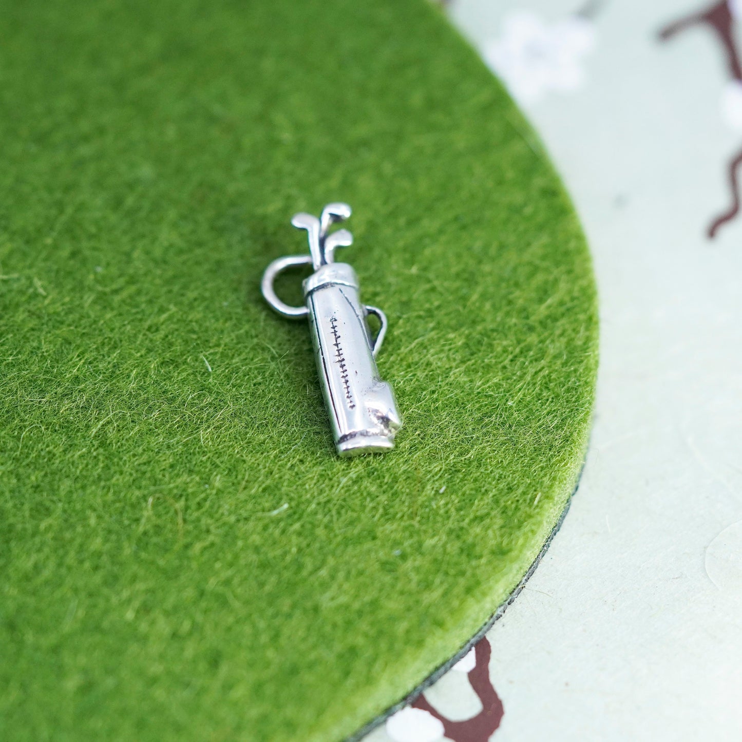 Vintage sterling silver handmade charm, 925 golf club bag pendant