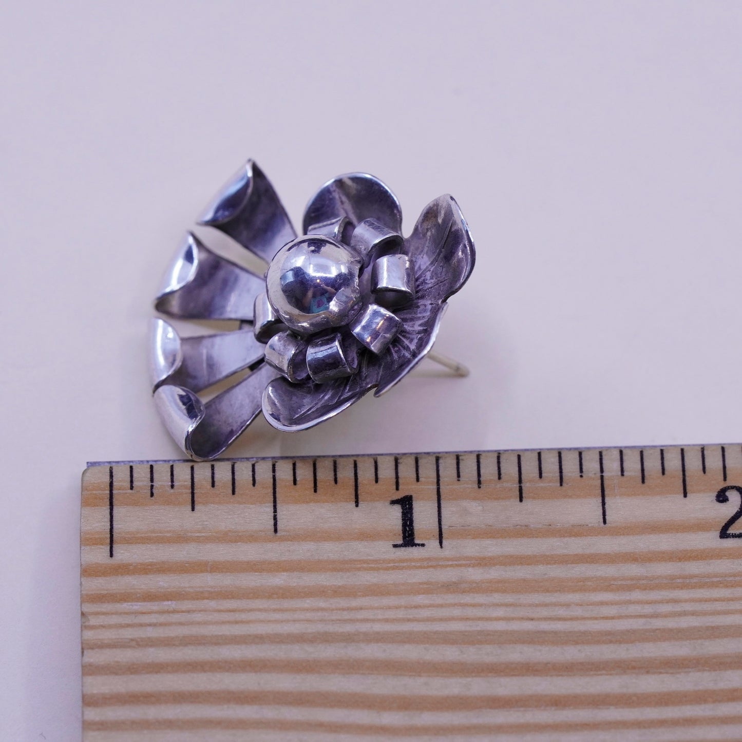 Vintage Sterling 925 silver handmade earrings, flower studs