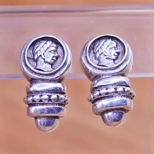 Vintage Sterling silver handmade earrings, Mexico 925 studs with beads