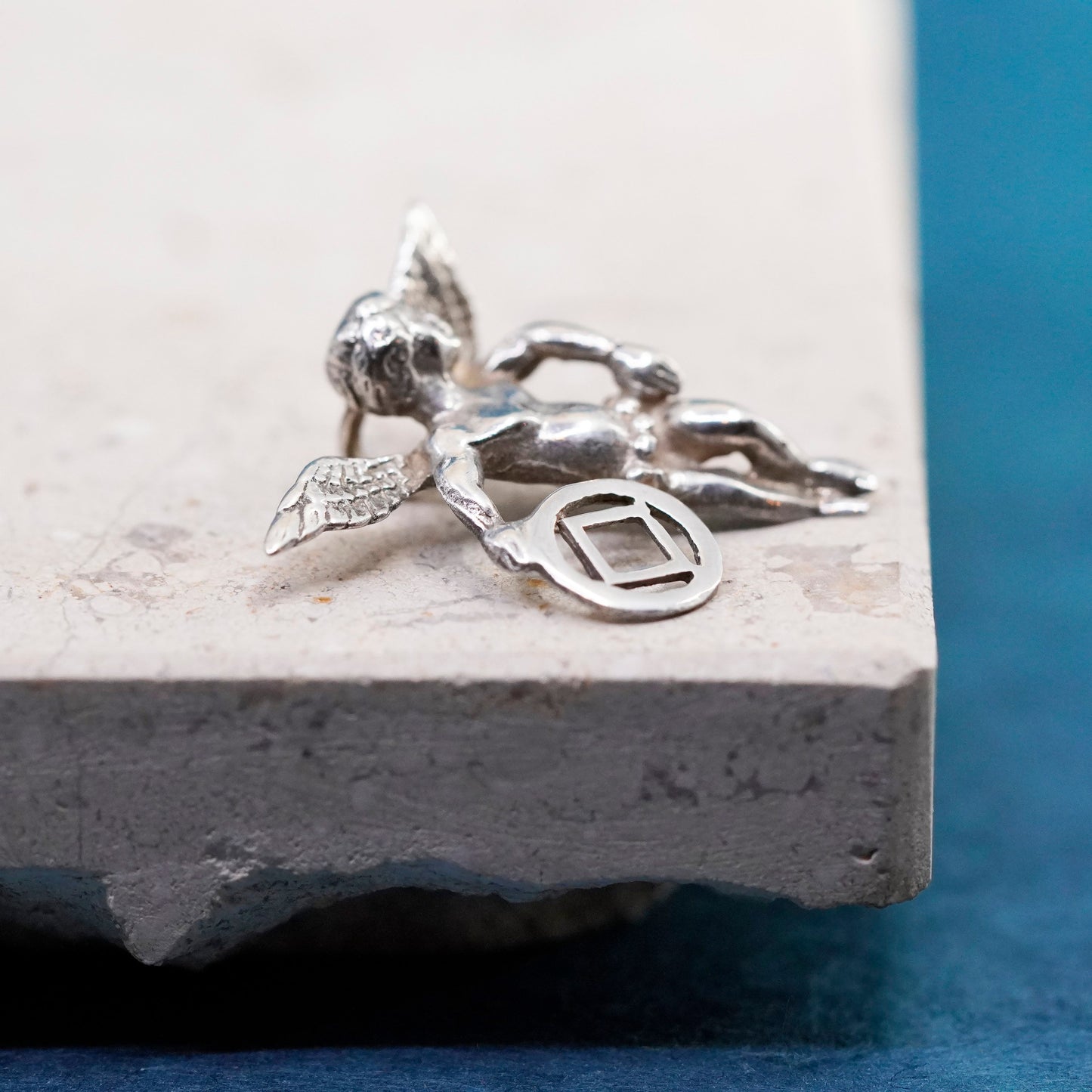 Vintage sterling silver handmade pendant, 925 angel, Jupiter charm