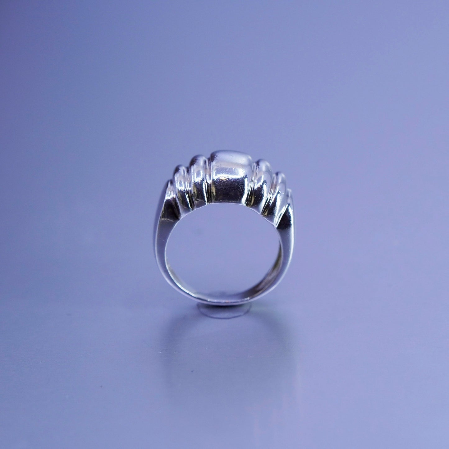 Size 7, vintage Sterling 925 silver handmade ring, modern ribbed band