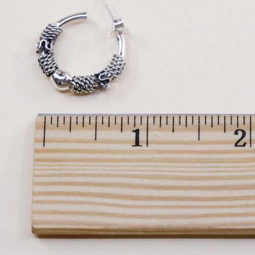 0.75”, Vtg 925 Sterling Silver Handmade Hoop Earrings, 925 Hoops Studs