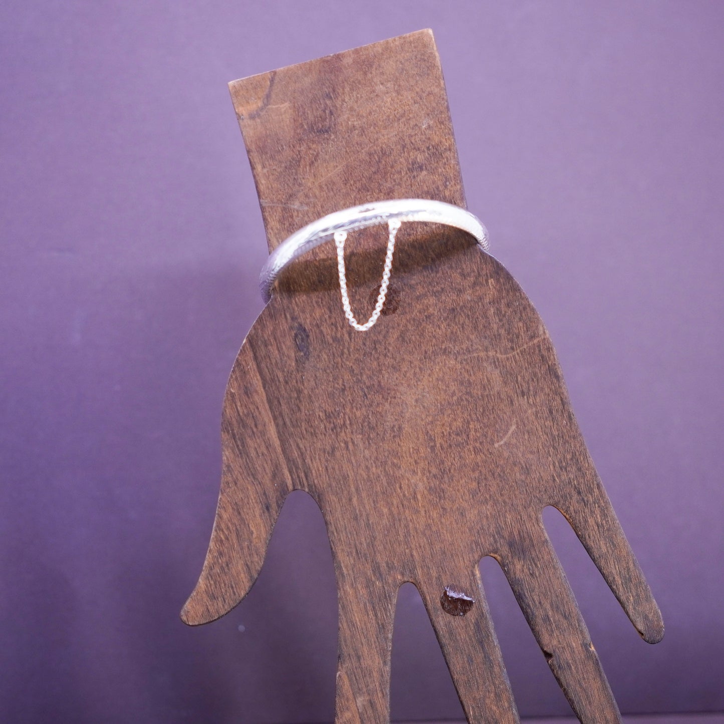 7.25”, Vintage Sterling silver handmade bracelet, 925 wide hinged bangle