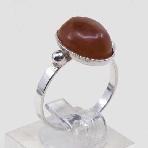 Size 9, Vintage sterling silver handmade ring, 925 silver With Red agate