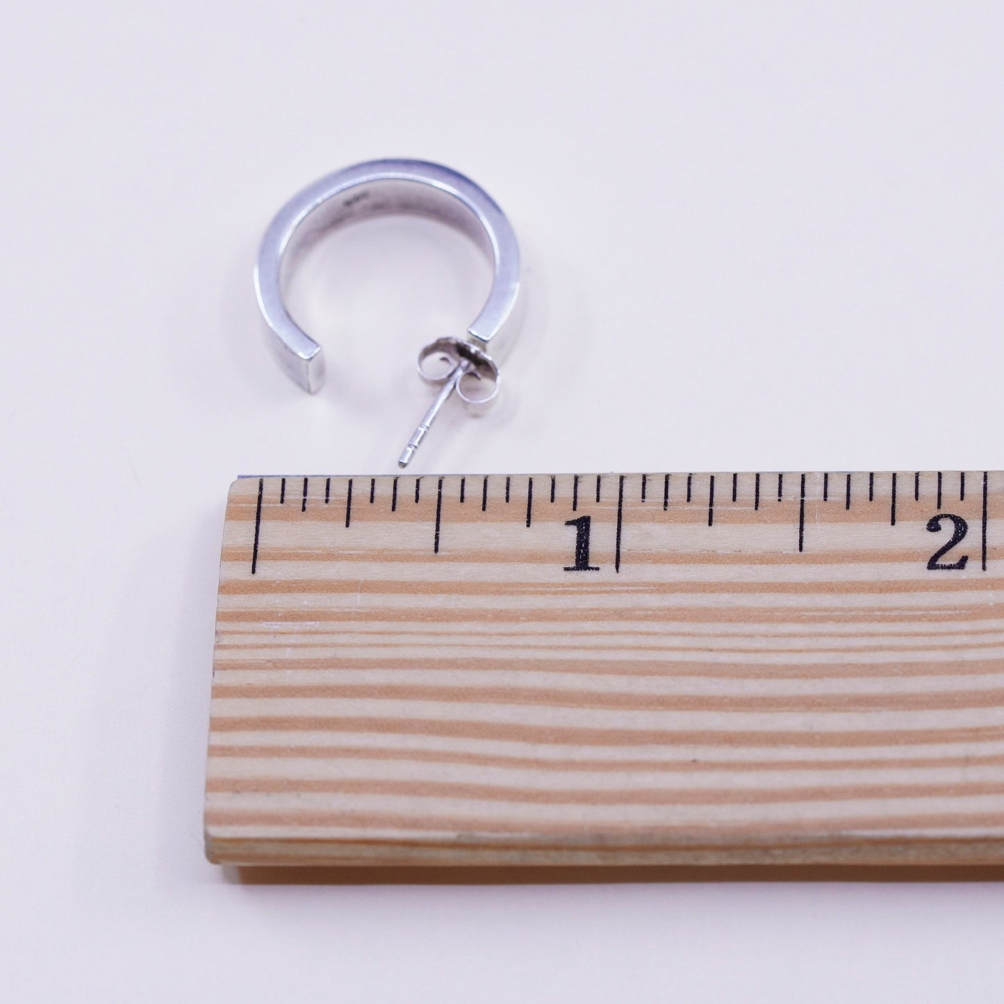 0.75”, Vintage Sterling silver handmade earrings, 925 Huggie hoops
