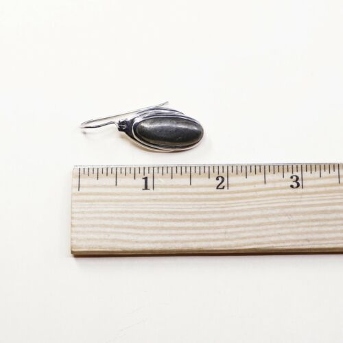 Handmade Antique Sterling Silver Earrings W Oval hematite, stamped 925 Barse