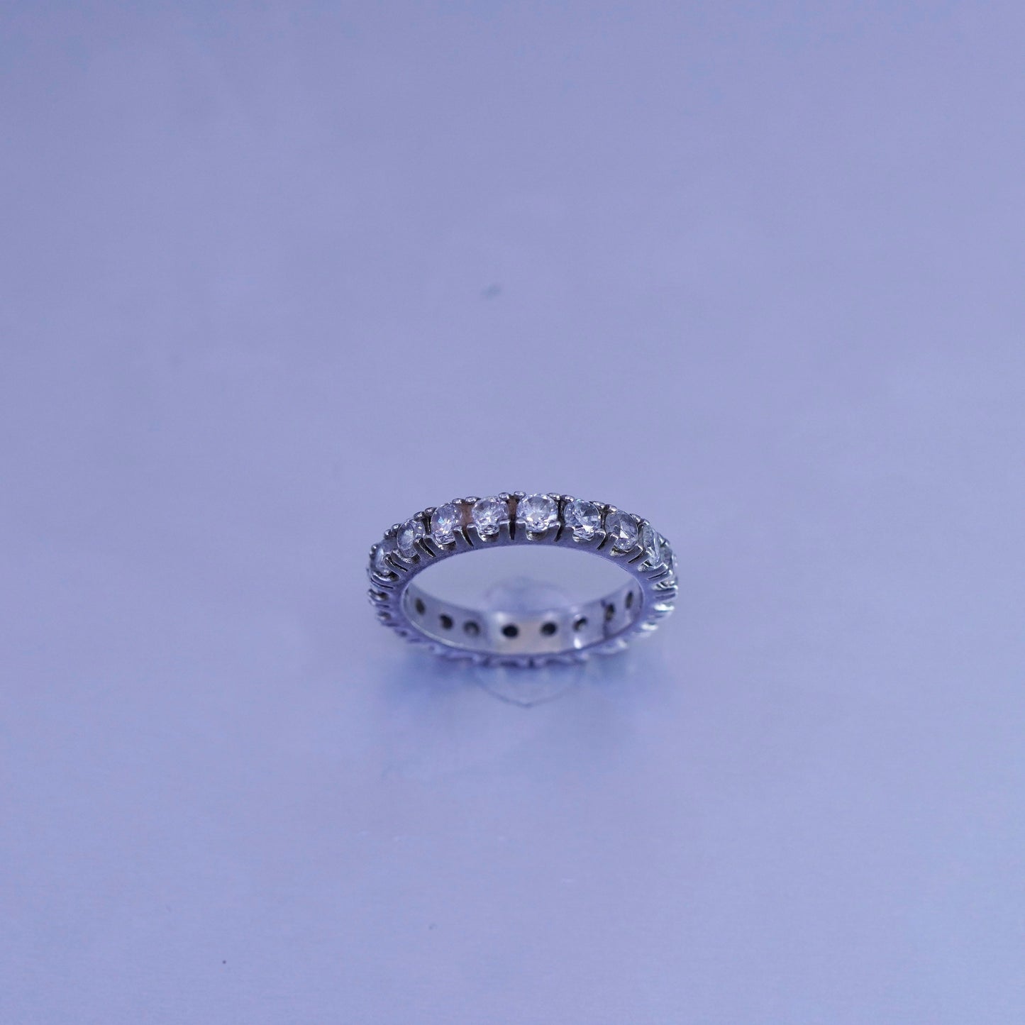 Size 5, vintage Sterling 925 silver wedding ring, Cz band