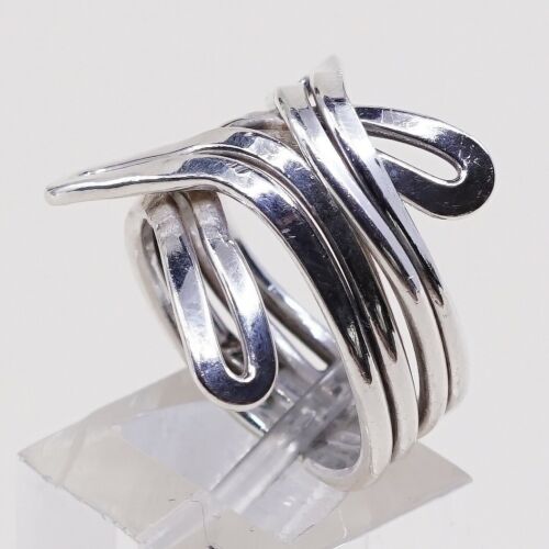 Size 6.25, Vtg Sterling Silver Handmade Ring, Mexico 925 Modern Entwinted Band