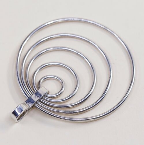 Vintage Sterling Silver Handmade Pendant, 925 Multi Circle Pendant