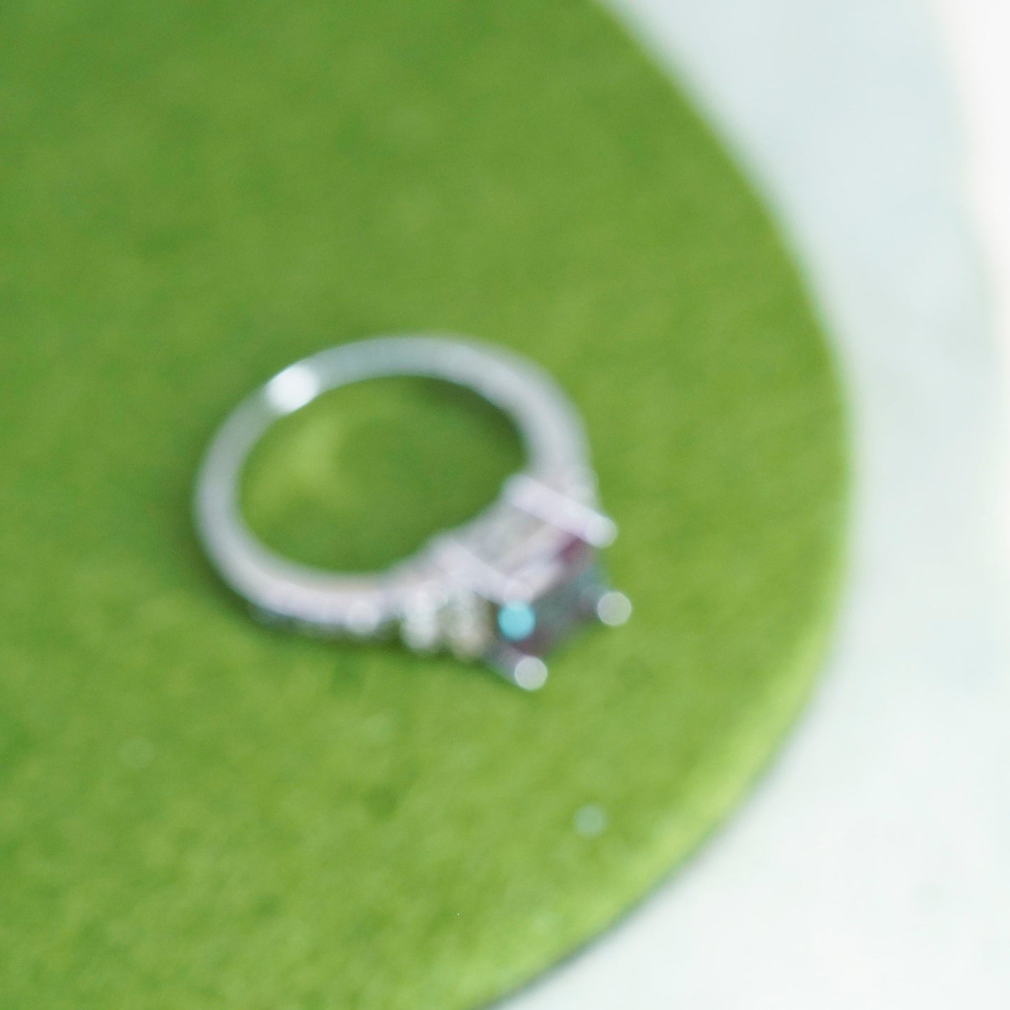 Size 9.25, vintage 925 Sterling silver ring with topaz and cz around