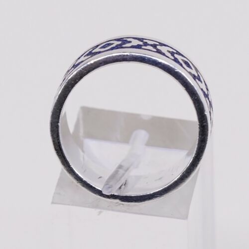 Sz 7, Vtg Mexico Sterling Silver Handmade Ring, 925 Silver XOXO Band W turquoise