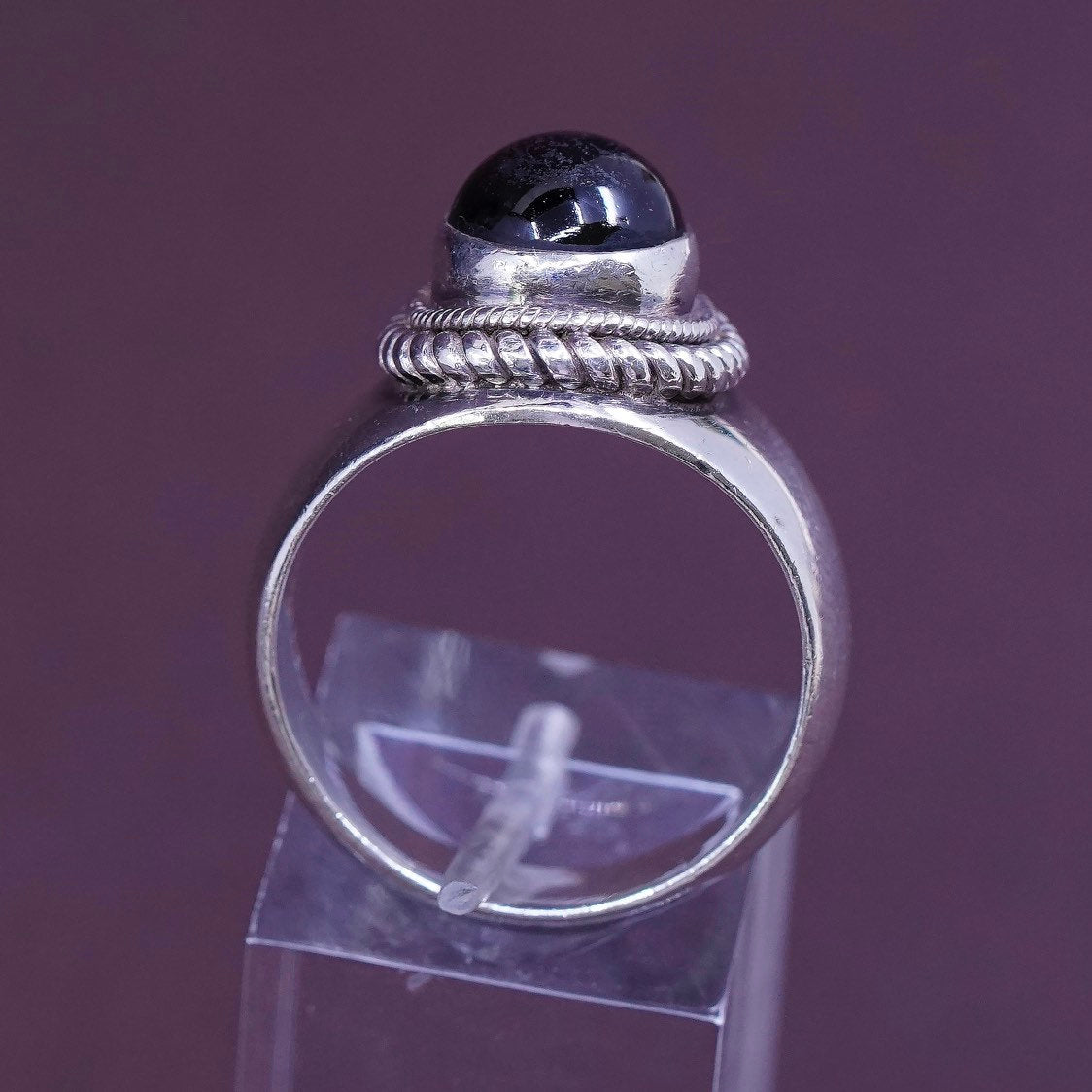 sz 9.5, Sterling silver Handmade statement ring, 925 w/ Oval amethyst N cable