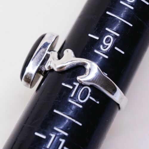 Sz 9.75, Navajo Lowell Draper Sterling 925 Silver Handmade Ring W/ Obsidian