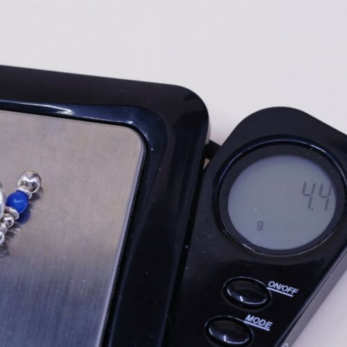 Vtg 925 Sterling Silver Handmade Earrings with Ancient Eye Embossed N Sodalite
