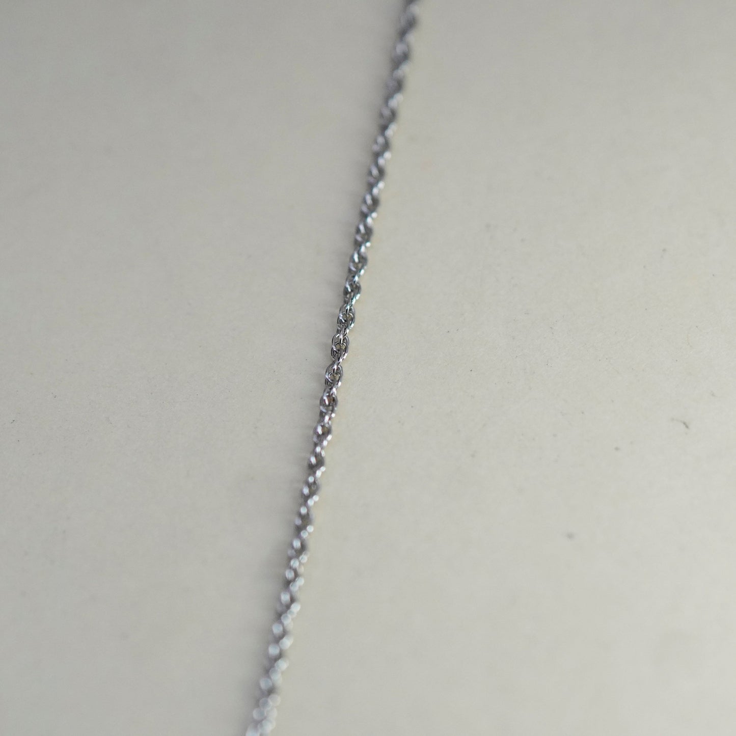 16+2” 1mm, vintage Italy sterling silver necklace, 925 Singapore rope chain