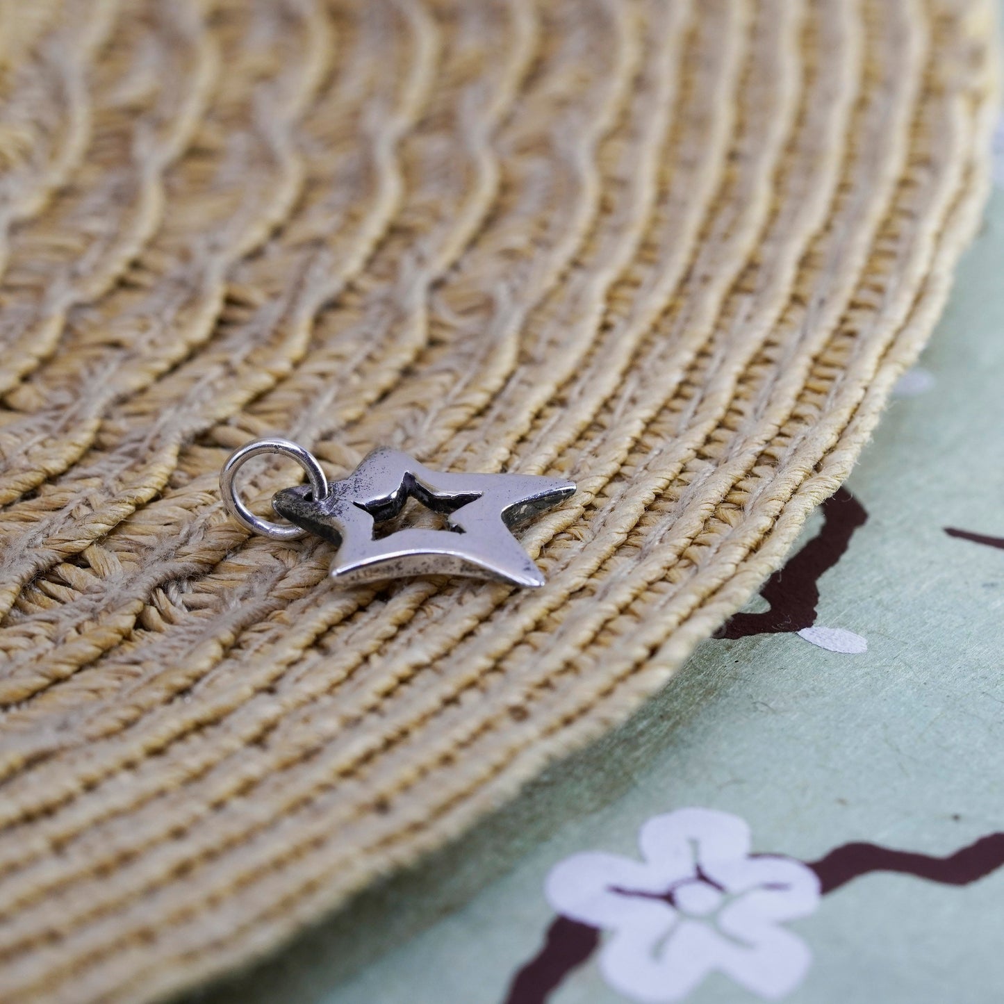 Vintage Sterling silver handmade pendant, 925 star charm